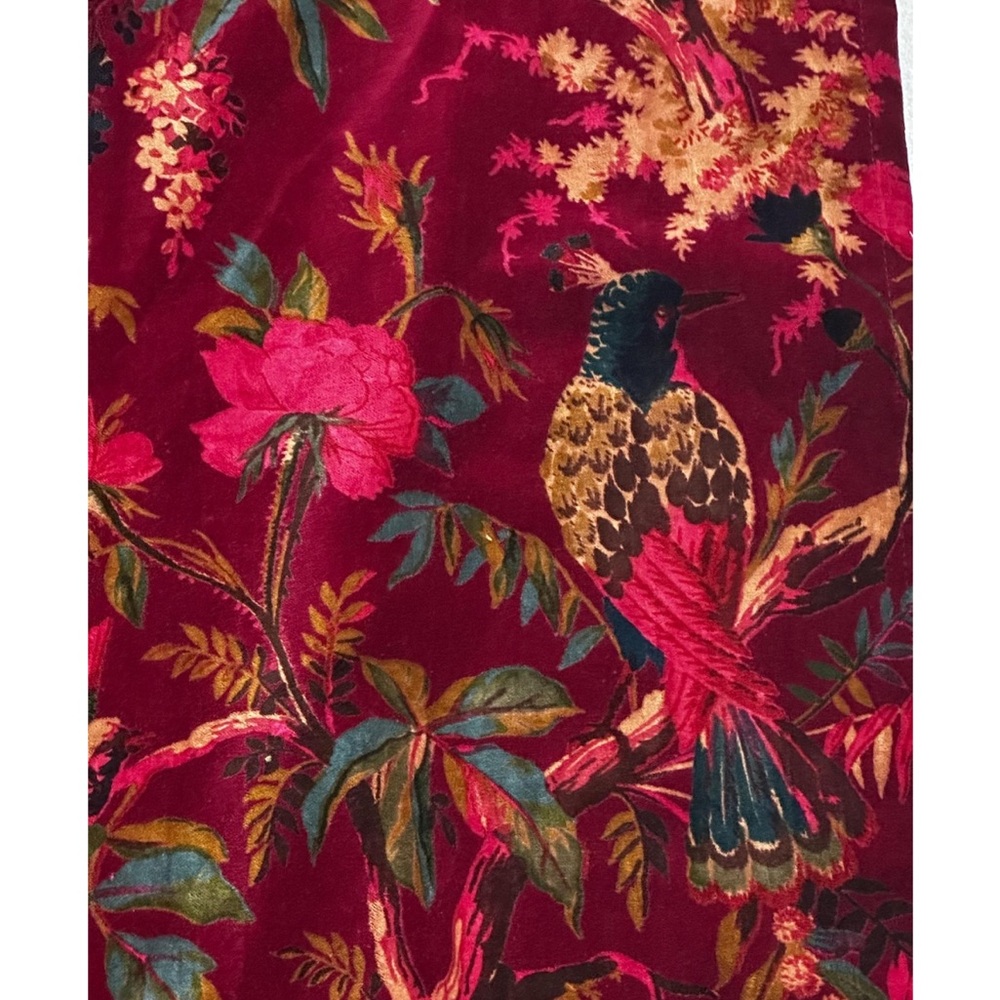 Velvet luxury curtains Floral and Bird Patterned
